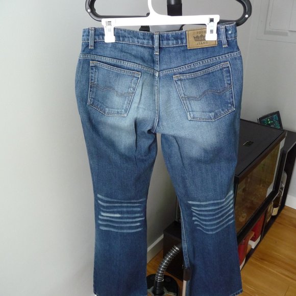 TODD OLDHAM women's  vintage acid washed distressed cuff boot cut  jeans size 31 - Picture 2 of 7